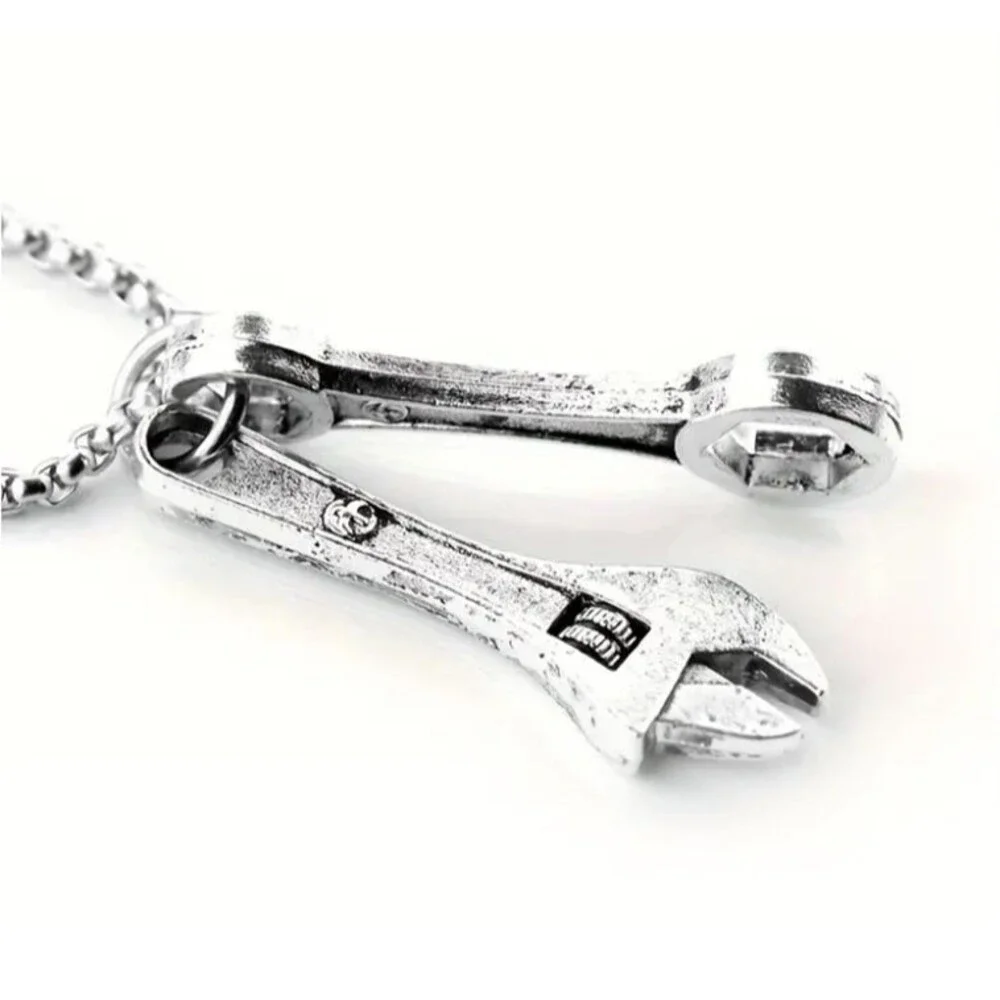 Men's Steel Necklace Construction Mechanic TOOLS Wrench